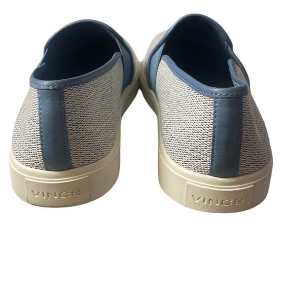 VINCE Preston Felted Skate White Woven Slip-on Sneakers in Anchor Blue Size 7.5 - Picture 3 of 9